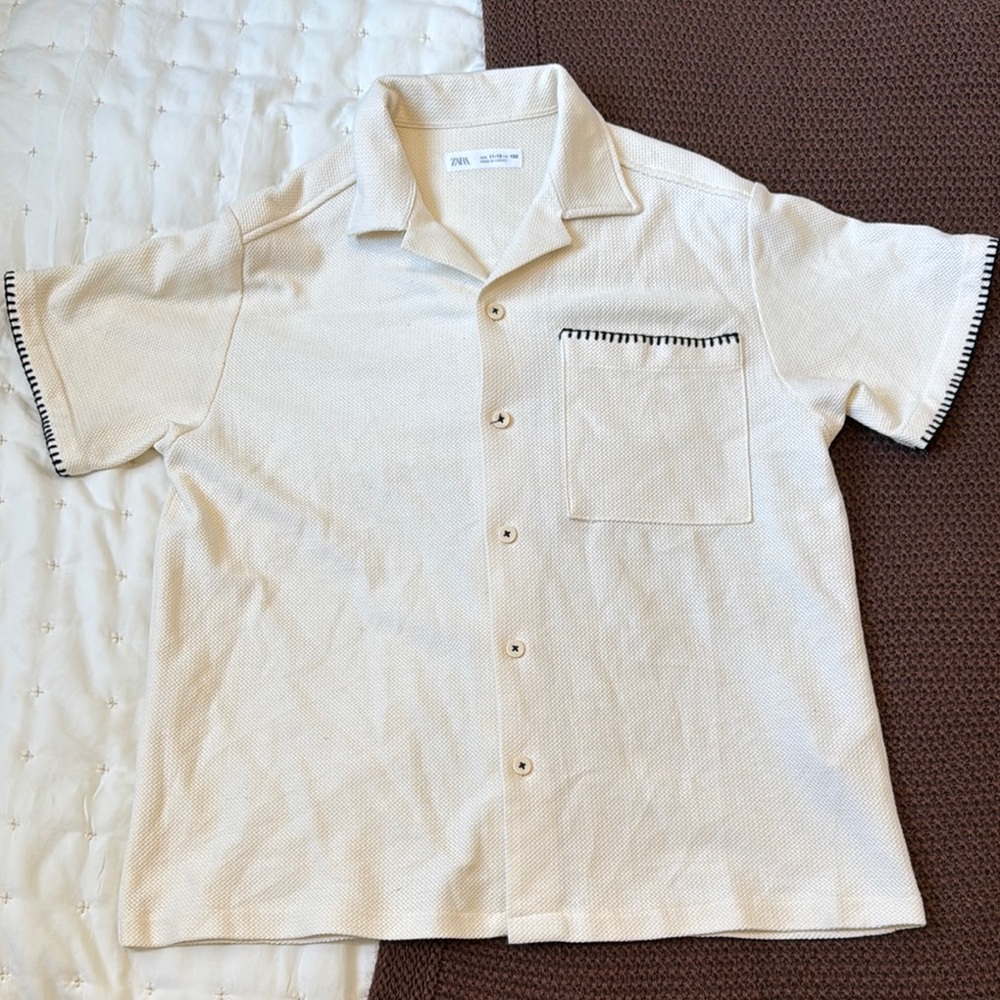 Boy’s Cream Short Sleeve Shirt